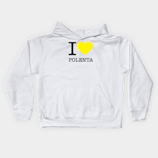 I LOVE POLENTA Yellow Heart Kids Hoodie